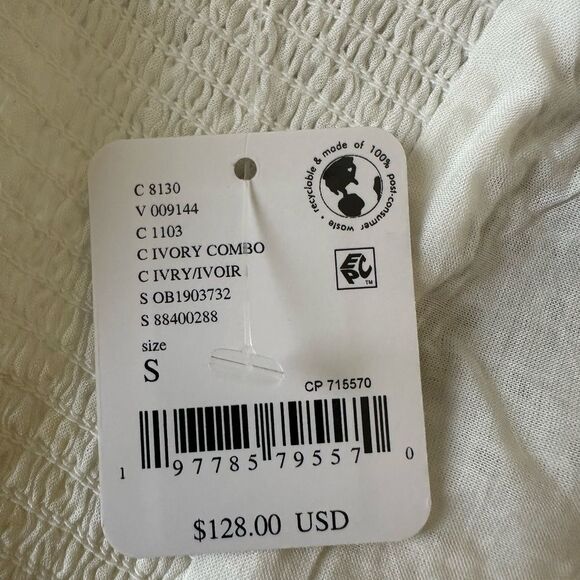 Free People Dress S Ivory Combo Eyelet Mini NWT $128 Boho Summer Cotton - Picture 9 of 12